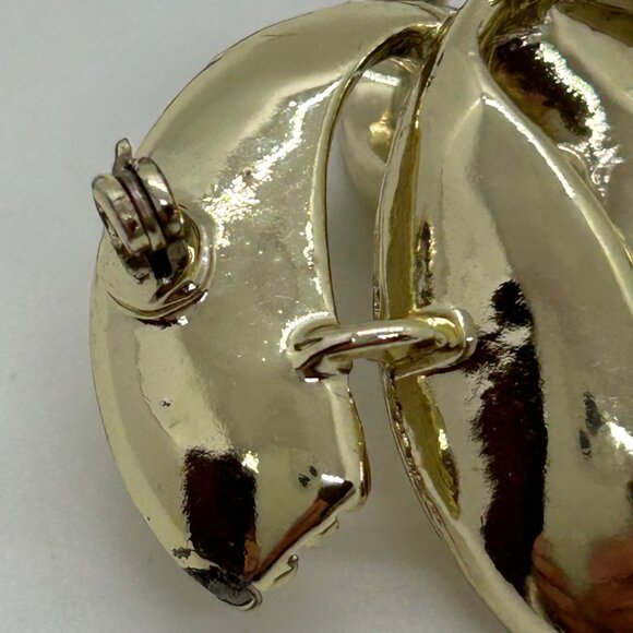 Vintage Lisner Gold-Tone Textured Leaf Brooch Pendant Floral Design Mid-Century - Picture 12 of 16